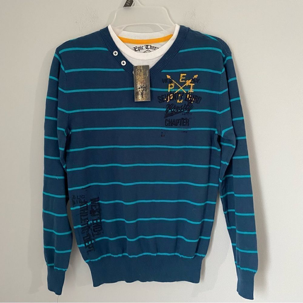 Epic Threads Men’s Crew Neck Long Sleeve Striped Knit Top size M